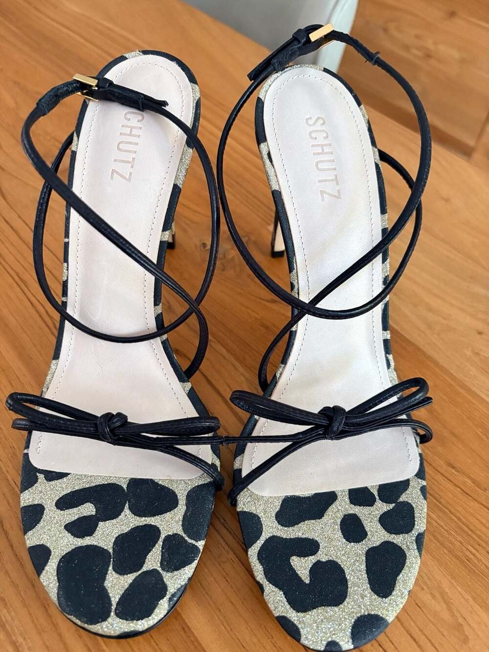 Schutz Leopard Print Strappy High Heel Sandals Size 9B Like New